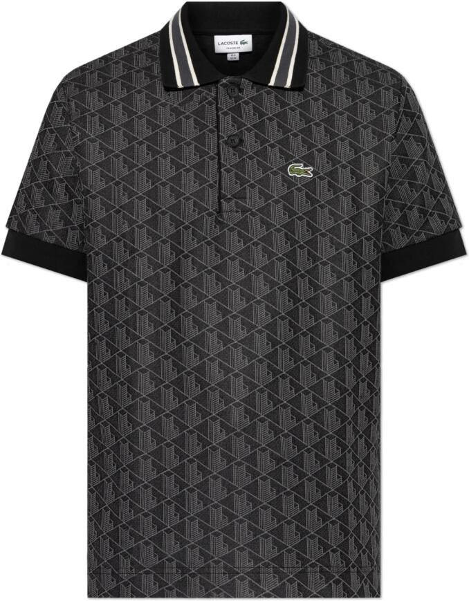 Lacoste T-shirt Classic Fit Monogram Jacquard Polo Shirt Dark Grey - Foto 4
