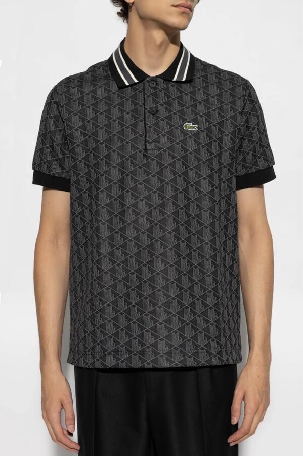 Lacoste T-shirt Classic Fit Monogram Jacquard Polo Shirt Dark Grey - Foto 3