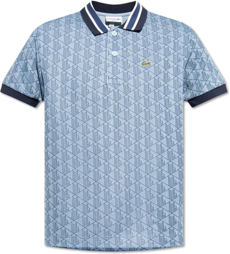Lacoste Polo met monogram Blue Heren