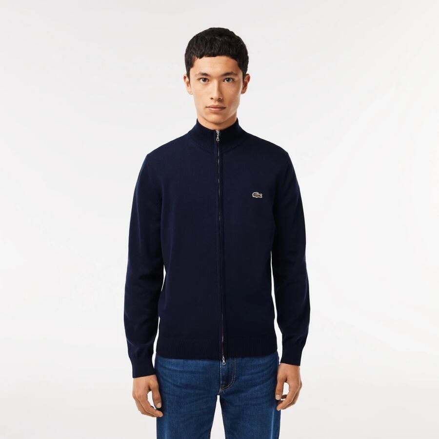 Lacoste Ritssluiting Katoenen Pullover Stijlvol Ontwerp Blue Heren - Foto 2