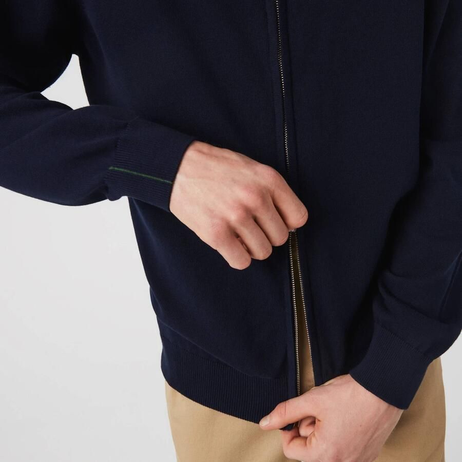 Lacoste Ritssluiting Katoenen Pullover Stijlvol Ontwerp Blue Heren - Foto 3