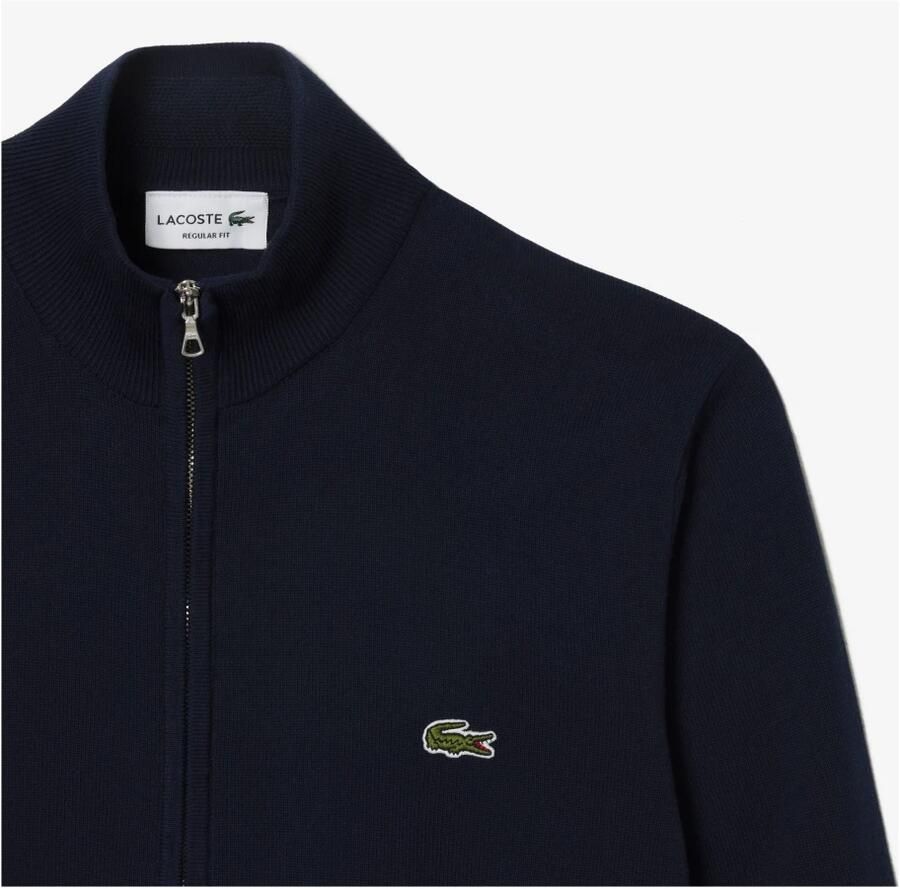 Lacoste Ritssluiting Katoenen Pullover Stijlvol Ontwerp Blue Heren - Foto 4