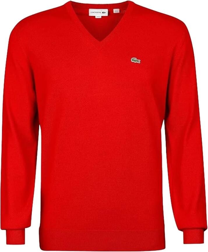 Lacoste Rode V-hals Pullover Sweater Red Heren - Foto 2