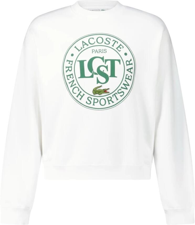 Lacoste Biologisch Katoenen Sweatshirt met Krokodillenlogo White Heren