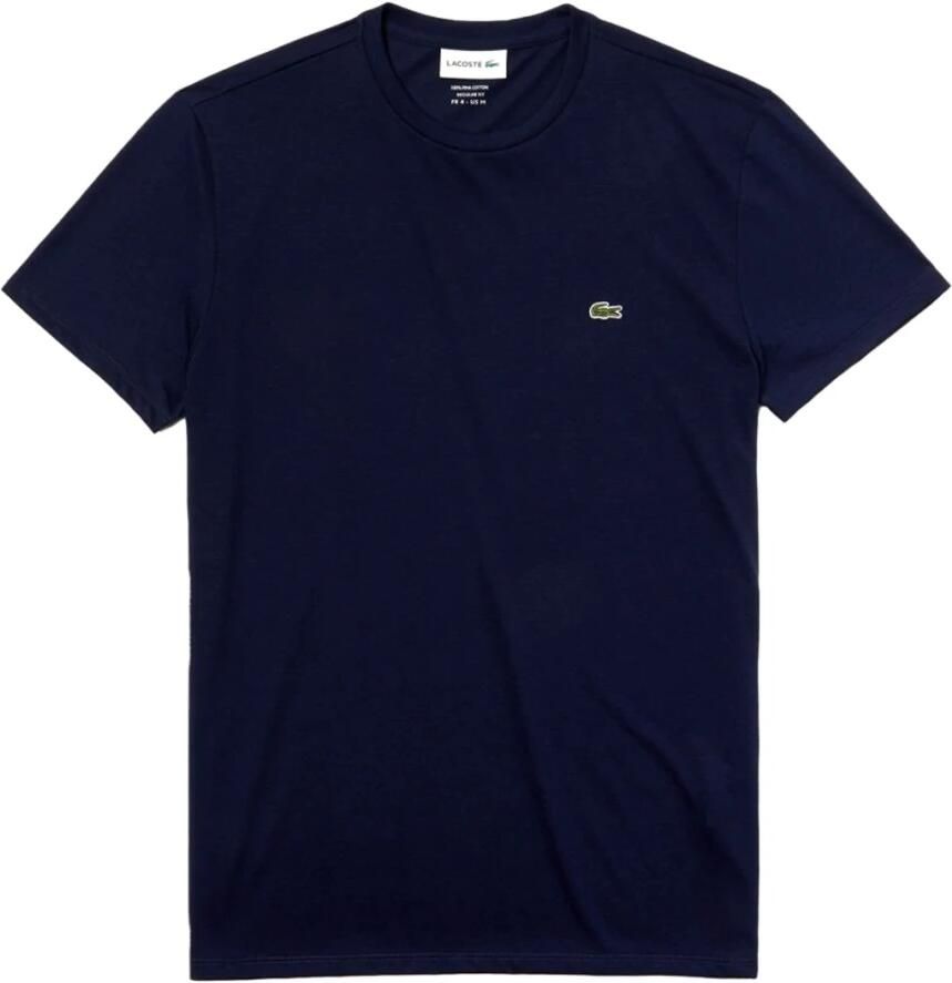 Lacoste Zachte Jersey T-shirt met Geribbelde Kraag Blue - Foto 4