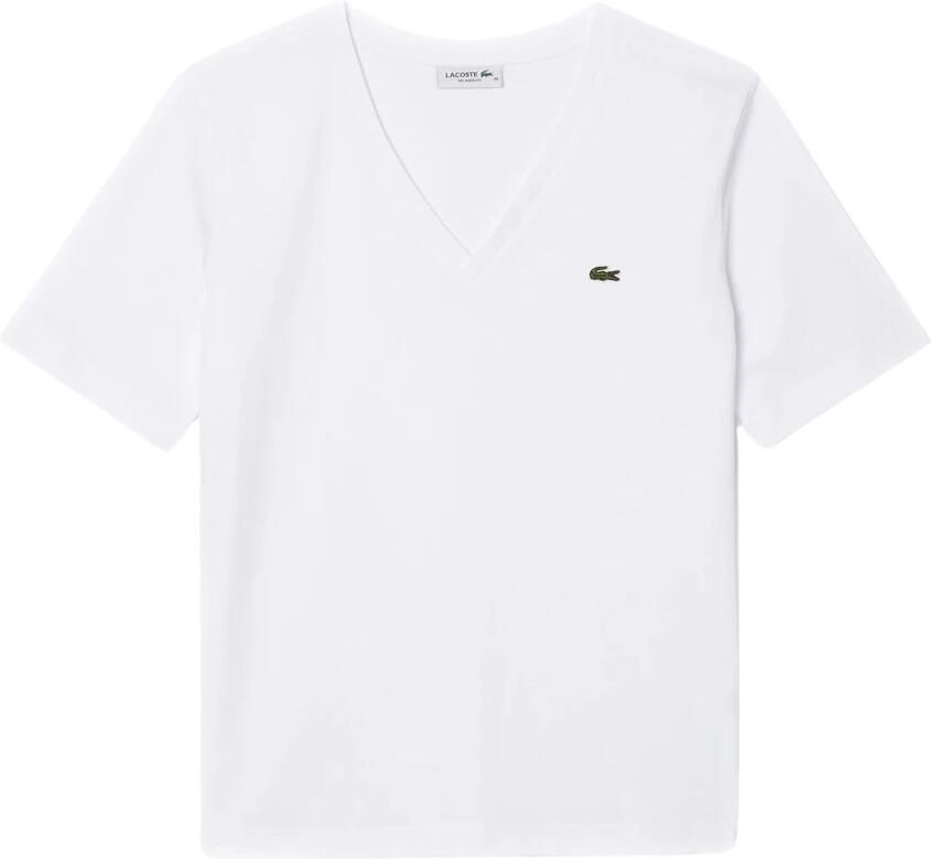 Lacoste Stijlvolle V-Hals T-Shirt White Dames