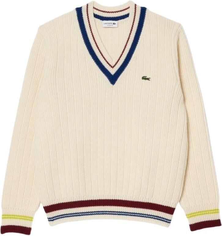 Lacoste V-hals gebreide trui Brown Heren