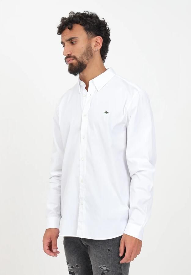 Lacoste Witte Formele Overhemd met Groene Krokodil Borduursel White Heren - Foto 5