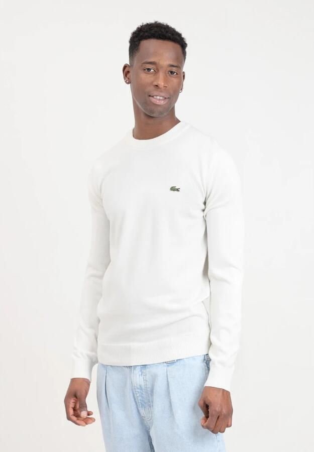 Lacoste Witte Krokodil Logo Trui White Heren