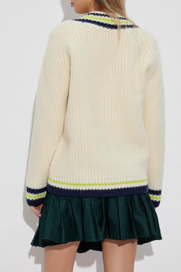 Lacoste Vintage V-hals Sweater Roomwit Beige Dames - Foto 4