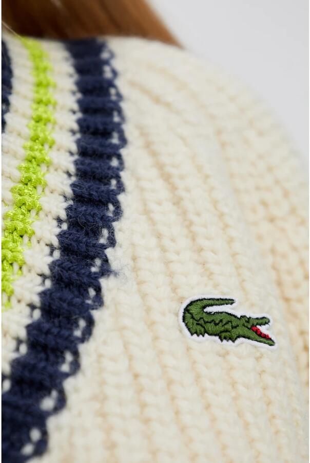 Lacoste Vintage V-hals Sweater Roomwit Beige Dames