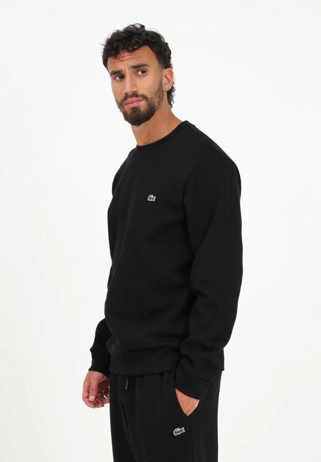 Lacoste Zwarte Heren Sweatshirt met Geribbelde Zoom en Manchetten Black Heren