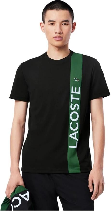 Lacoste Vertical Colour Block Wordmark T-Shirt Black- Heren Black