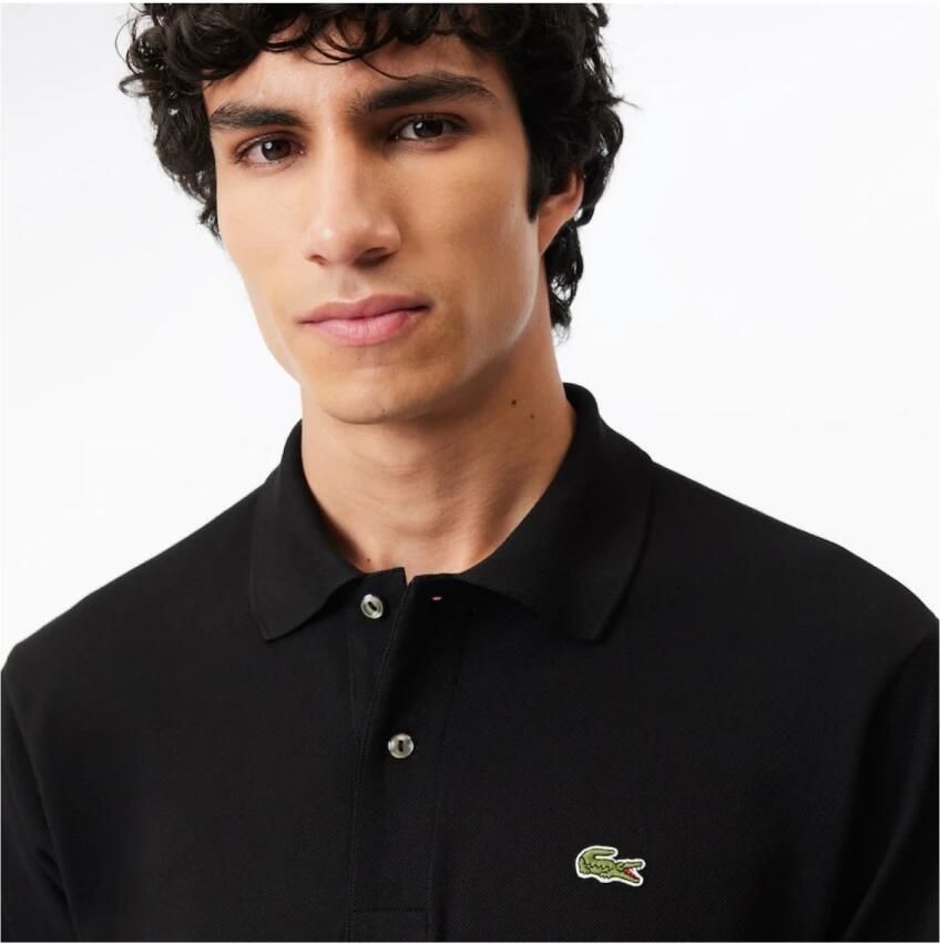 Lacoste Logo Patch Klassieke Kraag Knoopsluiting Korte Mouwen T-shirts en Polos Black Heren - Foto 11