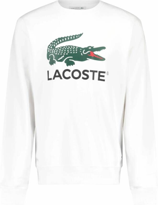 Lacoste Logo Print Sweatshirt Wit Dames