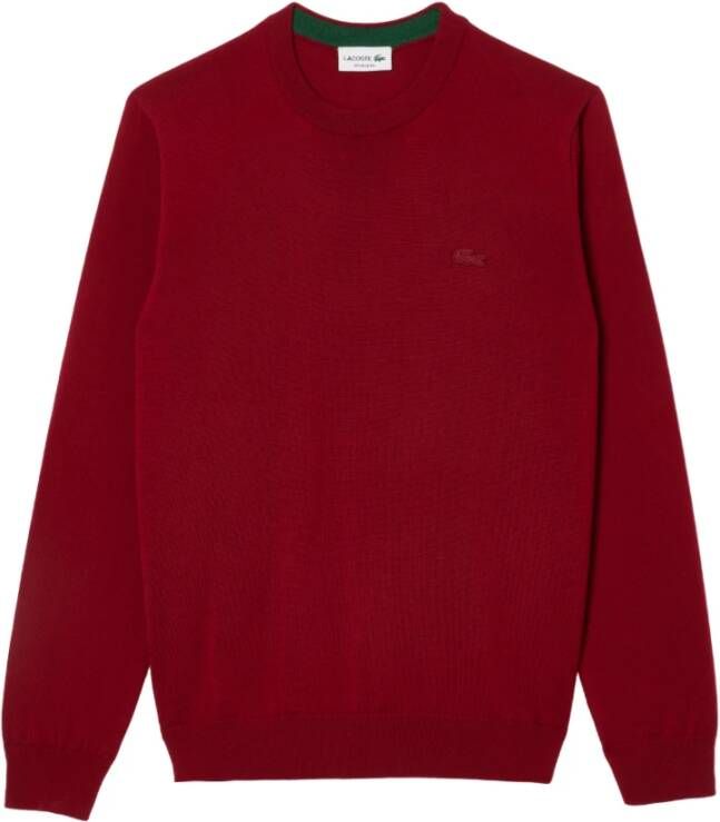 Lacoste Merino Wol Ronde Hals Trui Rood Heren