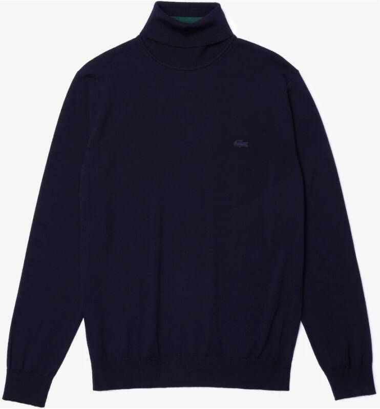 Lacoste Merinowollen Trui met Hoge Kraag Blauw Heren
