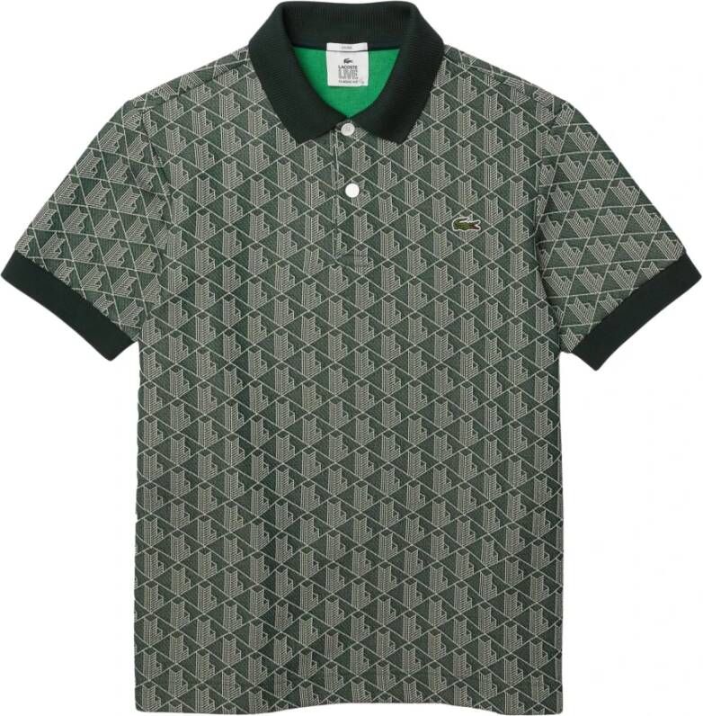 Lacoste Poloshirt met all-over motief model 'SHORT SLEEVED RIBBED'