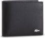 Lacoste Slanke Billfold Italiaans Leren Portemonnee Black Heren - Thumbnail 1