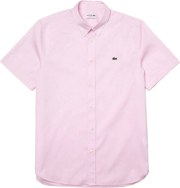 Lacoste Premium Katoenen Regular Fit Overhemd met Vichy Ruitpatroon Pink Heren