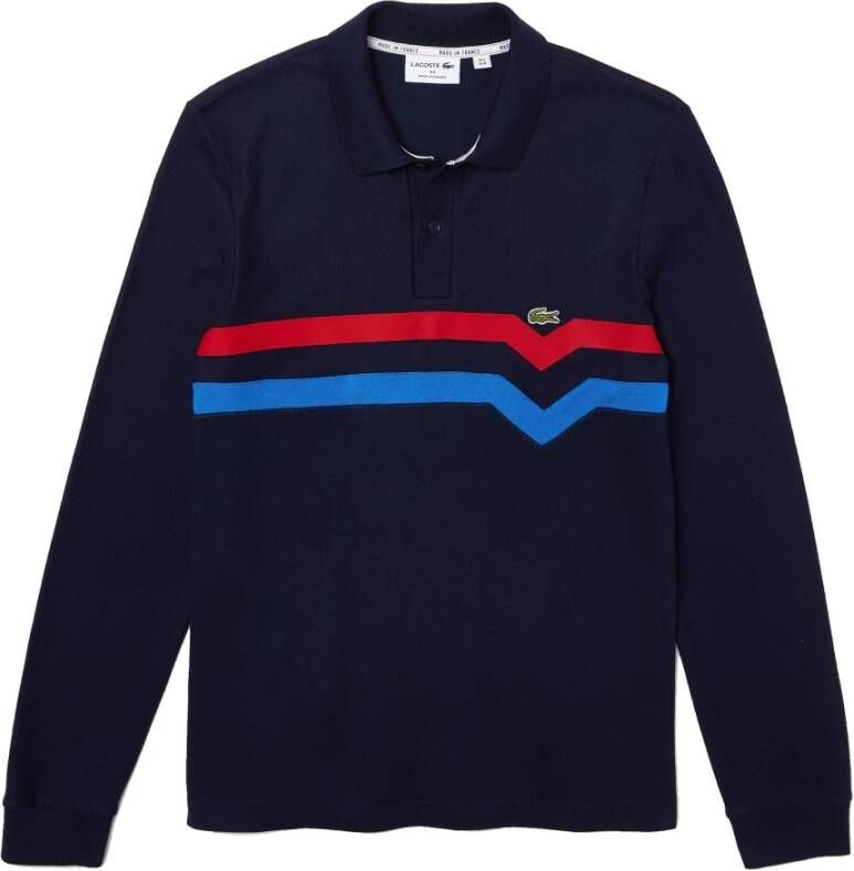 Lacoste Regular Fit L S Polo Shirt met Tricolor Stripes Blauw Heren