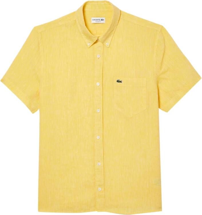 Lacoste Gele Linnen Overhemd Yellow Heren