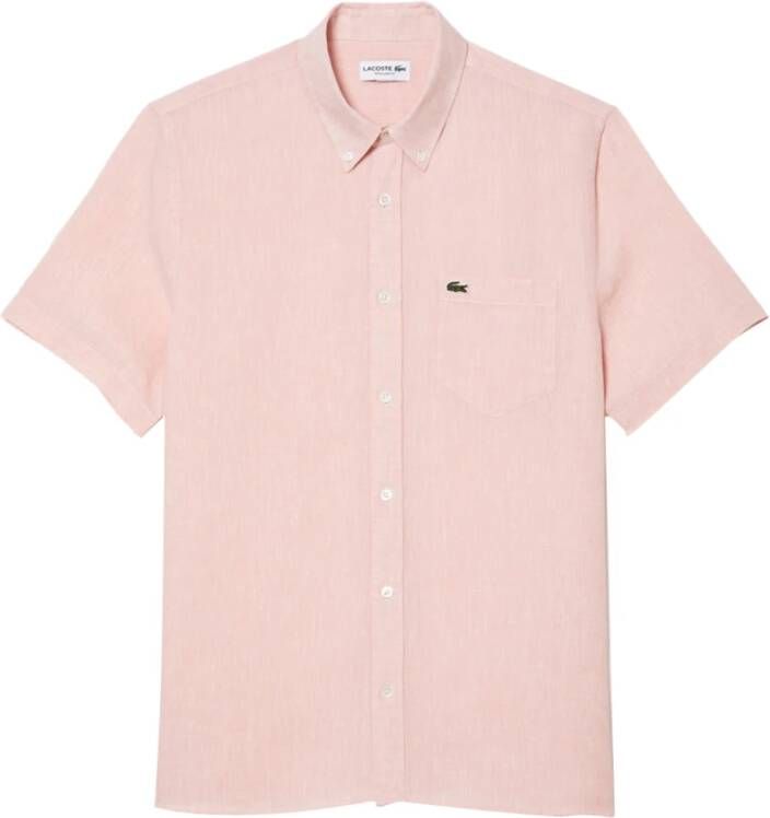 Lacoste Short Sleeve Shirts Roze Heren