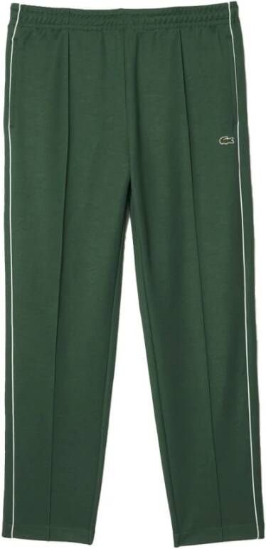 Lacoste Groene broek met elastische tailleband en geborduurde krokodil Green Heren