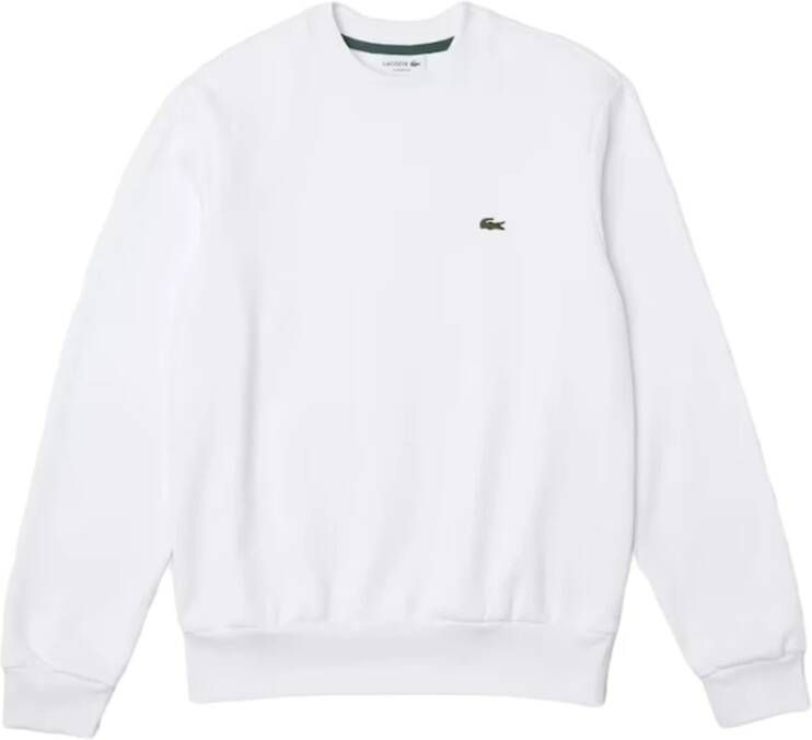 Lacoste Witte Heren Sweatshirt met Geribbelde Zoom en Manchetten White Heren