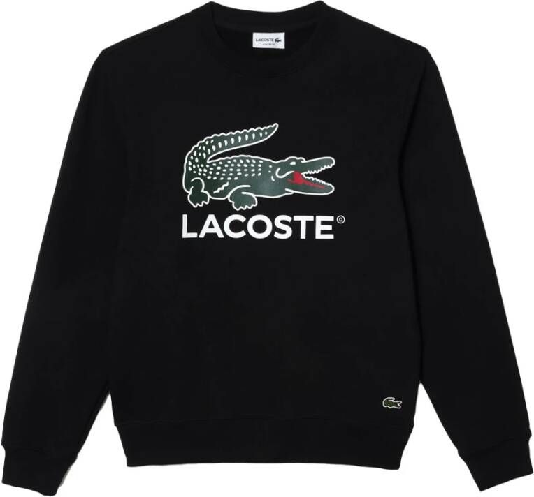 Lacoste Gestructureerde katoenen sweatshirt met geborduurde krokodil Black Heren