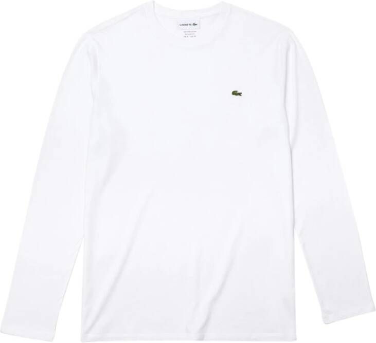 Lacoste Witte T-shirt met Lange Mouwen en Logo White Heren