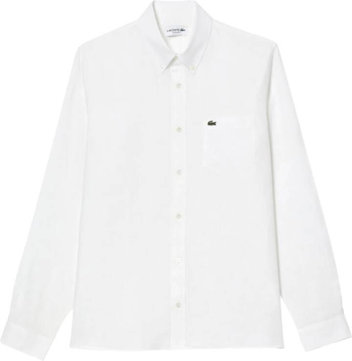 Lacoste Witte Linnen Overhemd voor Heren Wit Heren