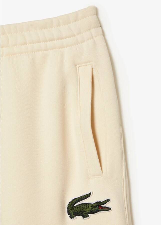 Lacoste Witte sweatpants regular fit elastische tailleband Beige Heren