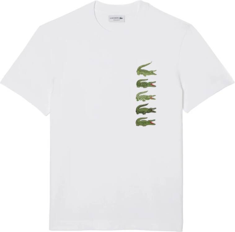 Lacoste Witte Katoenen Heren T-Shirt met Iconische Logo's White Heren