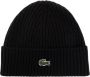 Lacoste Zwarte Geribbelde Handschoenen met Omgeslagen Manchet Black Heren - Thumbnail 2