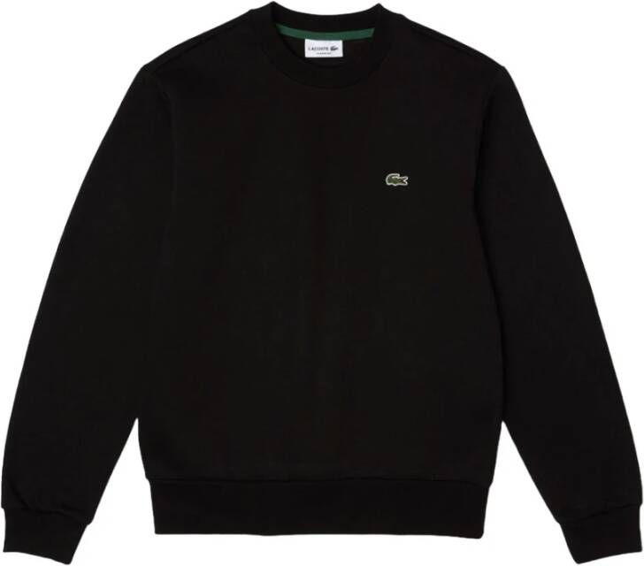 Lacoste Zwarte Casual Sweater met Geribbelde Zoom en Manchetten Zwart Heren
