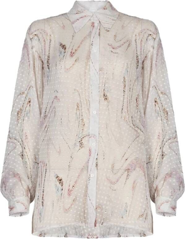 Lala Berlin Agate Blue Oversized Zijde Blend Blouse Meerkleurig Dames
