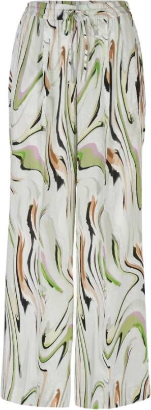 Lala Berlin Elegante Gemarmerde Groene Wijde Broek Green Dames