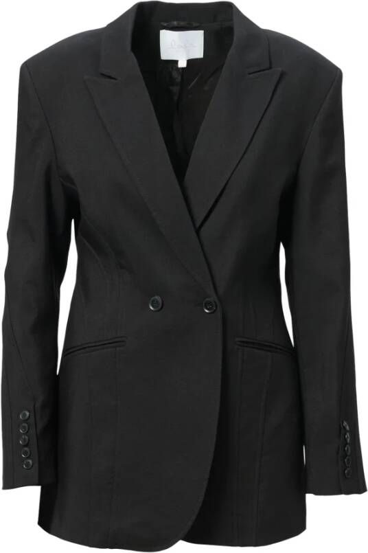 Lala Berlin Getailleerde Jupiter Jas met Schouderdetail en Knoopsluiting Black Dames