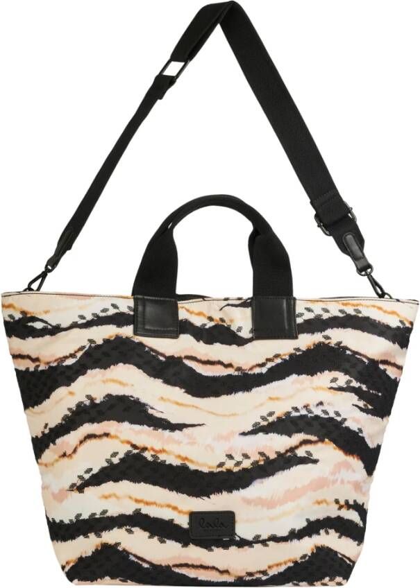 Lala Berlin Tote Tas met Geborstelde Tijgerprint Beige Dames