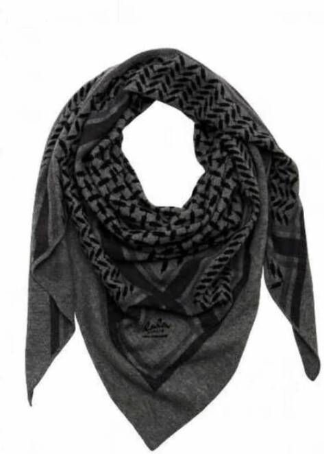 Lala Berlin Kasjmier Driehoek Sjaal met Kufiya Print Gray Dames