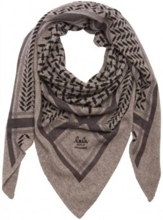 Lala Berlin Kasjmier Driehoek Sjaal met Clic Kufiya Print Brown Dames