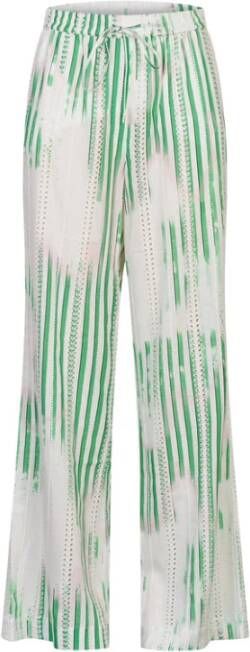 Lala Berlin Transparante Gestreepte Wijde Broek Groen Dames