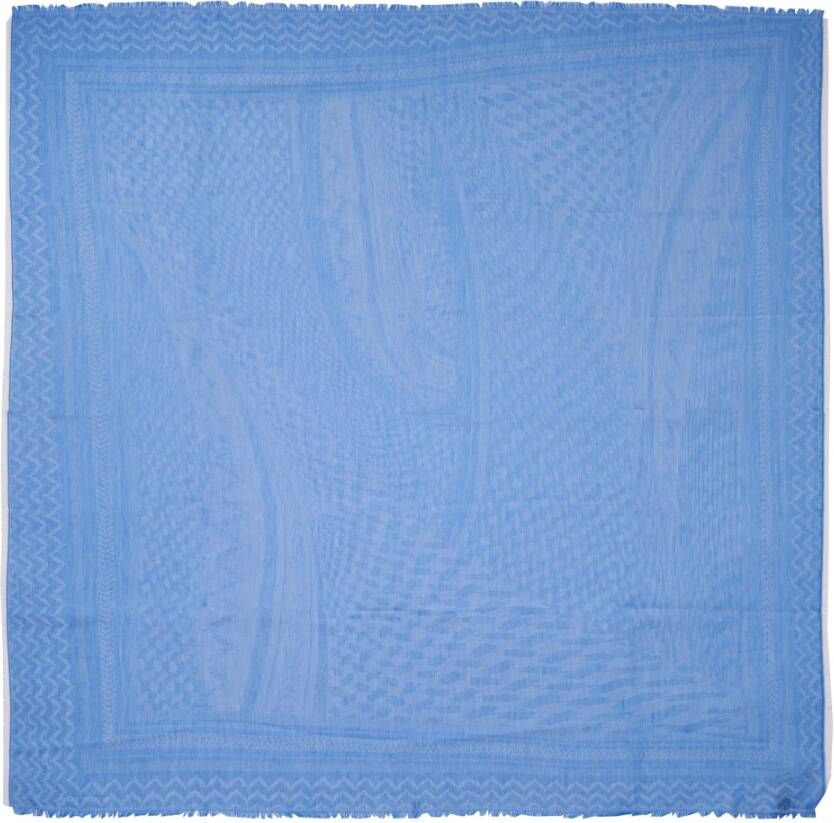 Lala Berlin Vierkante Doek met Licht Franjes Blauw Dames