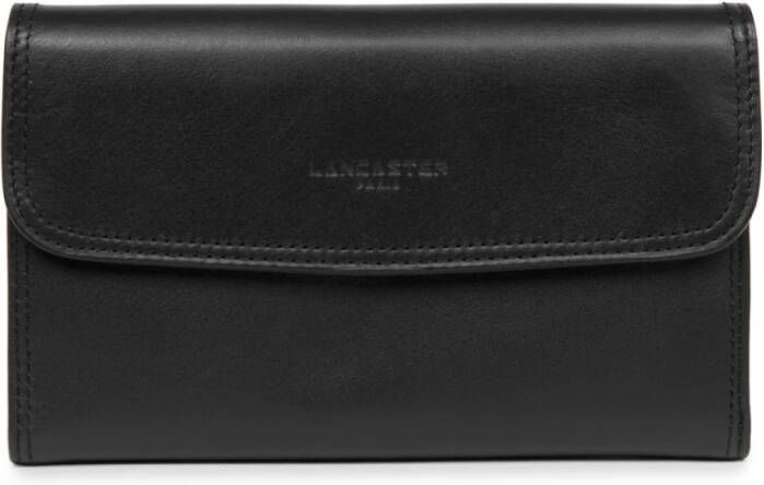 Lancaster Soft Vintage Leren Checkbook Companion met Ritssluiting Black Dames