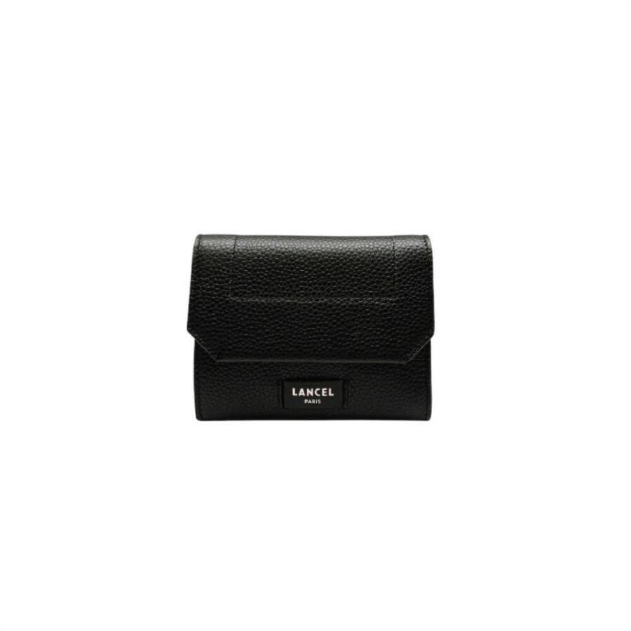 Lancel Zwarte leren portemonnee met metalen details Black Dames