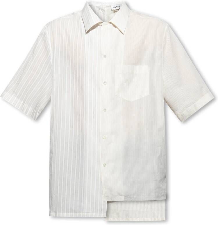 Lanvin Katoenen gestreept overhemd met asymmetrische zoom White Heren
