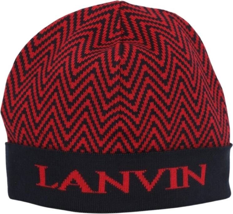 Lanvin Rode Wol Abstract Motief Hoed Red