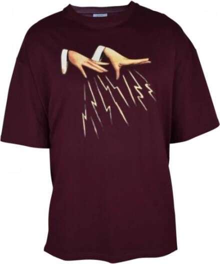 Lanvin Bordeaux Katoenen T-Shirt met Bedrukt Beeld Bruin Heren