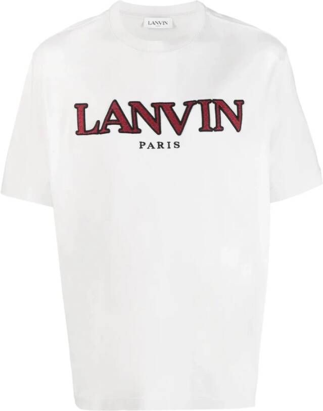 Lanvin Casual Katoenen T-shirt met Aangebrachte Letters Wit Heren